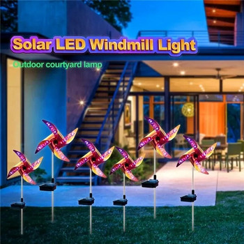 Solar Wind Spinner Windmill Garden Stake Light Πολύχρωμο LED Wind Solar-Powered Garden Park Landscape Light luces de navidad