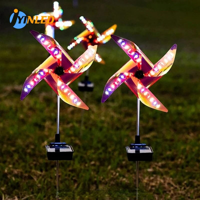 Solar Wind Spinner Windmill Kerti karólámpa Színes LED szél Napenergiával működő kerti park tájfény luces de navidad