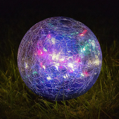 Lumină solară pentru gazon, grădină, curte, lumină îngropată de Crăciun în aer liber IP65, bilă de sticlă impermeabilă, lumină rotundă crăpată