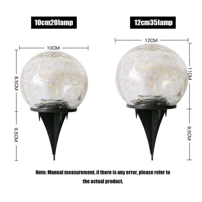 1 τμχ Ηλιακό φως γκαζόν Διακόσμηση κήπου Θαμμένο φως Χριστουγεννιάτικο εξωτερικό εξωτερικό IP65 Αδιάβροχη γυάλινη μπάλα στρογγυλό ραγισμένο φως