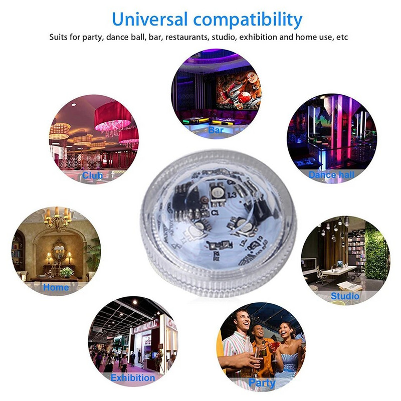 LED panardinamasis žibintas, veikiantis su baterijomis, daugiaspalvis povandeninis šviestuvas su nuotolinio valdymo pulteliu, skirtas baseino tvenkiniams vestuvių vakarėliui dekoruoti