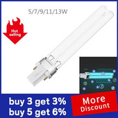 Kvarcinė UV sterilizavimo lempa 5W 7W 9W 11W 13W G23/2G7 vamzdinė lemputė UVC H formos oro dezinfekcijos ultravioletinės šviesos dezodoravimo lemputė