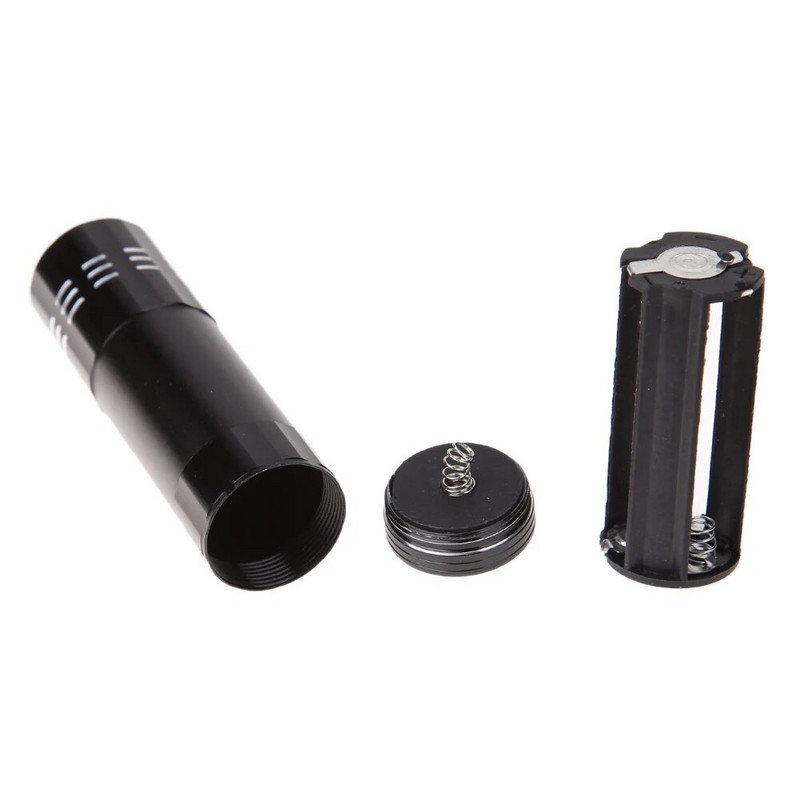 Mini UV žibintuvėlis 9 LED ULTRA VIOLETINĖ 4,5 V šviesos vandeniui atspari aliuminio lempa lauko nešiojama taktinio apšvietimo įrankio UV lempa