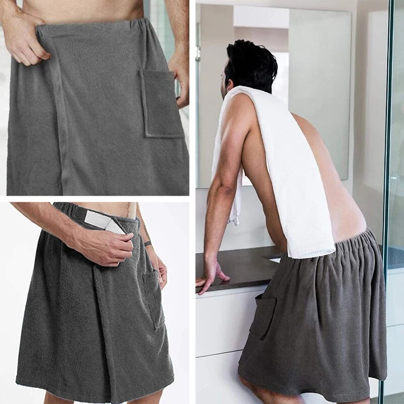 Ανδρική μαλακή πετσέτα μπάνιου που φοριέται με μπουρνούζια τσέπης Σάουνα ντους Γυμναστήριο Κολύμβηση μπάνιου σπα Πετσέτα παραλίας Toalla De Playa