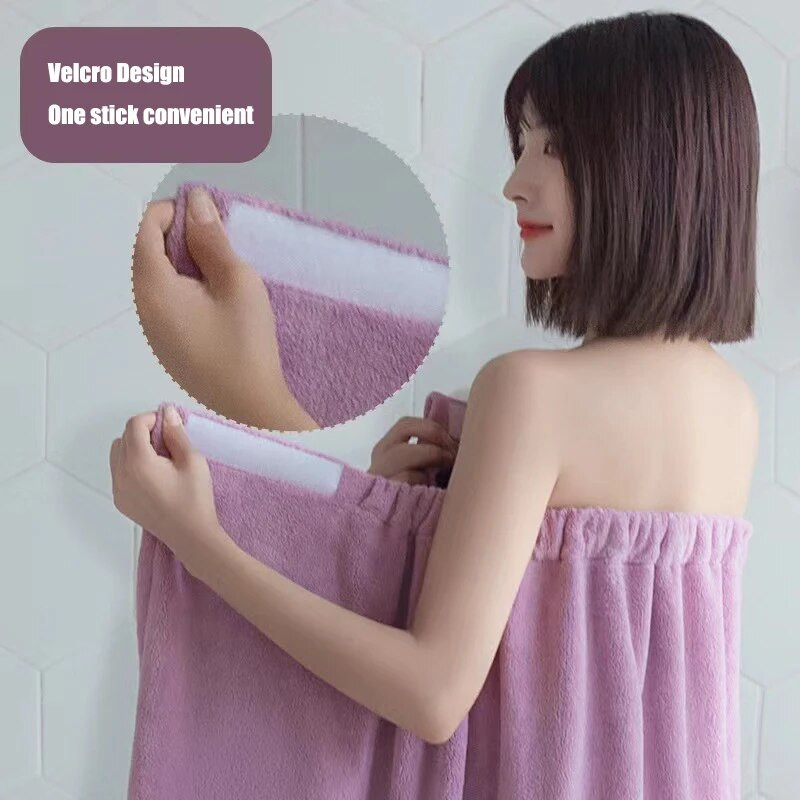 Velcro Olkaimeta vannikleit Korallifliisist tihendav vett imav kantav vannirätik kodumähised naistele Mehed