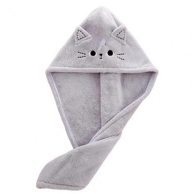 Καπέλο στεγνωτήρα μαλλιών Εξαιρετικά μαλακό που δεν πέφτει Coral fleece Cute Kitty Καπέλο ντους με στεγνό πετσέτα μαλλιών Περιτύλιγμα μπάνιου Gadget Καθημερινή χρήση