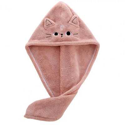 Καπέλο στεγνωτήρα μαλλιών Εξαιρετικά μαλακό που δεν πέφτει Coral fleece Cute Kitty Καπέλο ντους με στεγνό πετσέτα μαλλιών Περιτύλιγμα μπάνιου Gadget Καθημερινή χρήση