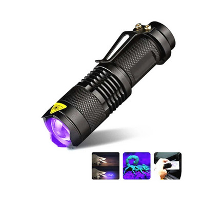 3W 365nm UV φακός USB Επαναφορτιζόμενος υπεριώδης φακός κατοικίδια ούρα Γάτα tinea Money Ore Scorpion Detection Black Light Checker