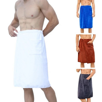 Хавлиена кърпа за баня за мъже с джобен човек Мека плажна кърпа от миркофибър Одеяло Хавлиена кърпа за баня Обвивка за носене Халати за баня