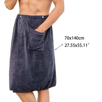 Хавлиена кърпа за баня за мъже с джобен човек Мека плажна кърпа от миркофибър Одеяло Хавлиена кърпа за баня Обвивка за носене Халати за баня