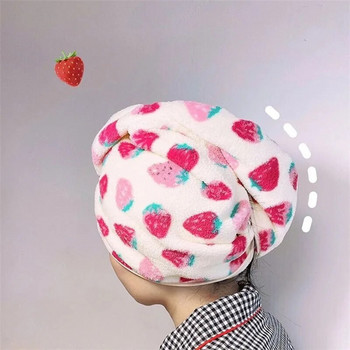 Кърпа за коса от микрофибър Хавлиена кърпа за лице с отпечатък на ягоди Ежедневна кърпа за възрастни, деца, абсорбиращи анимационни филми Удобна домакинска кърпа