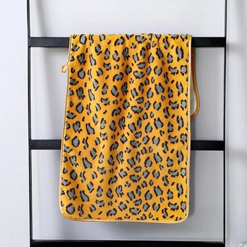 75x37cm Leopard Print Πτυσσόμενη πετσέτα μπάνιου για ενήλικες Πανί κουζίνας Μικροΐνες Απορροφητικό Γρήγορο Στέγνωμα Μαλλιών Πετσέτες προσώπου χεριών