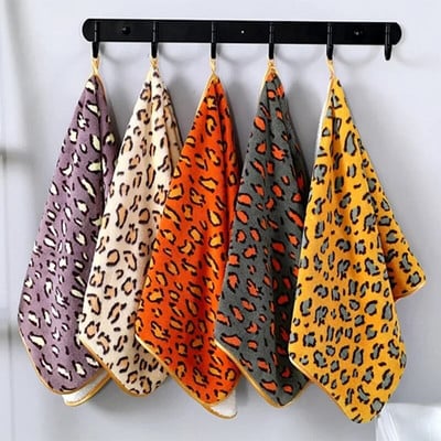 Prosop de baie pliabil cu imprimeu leopard, 75x37cm, pentru adulți, cârpă de bucătărie, absorbant din microfibră, cu uscare rapidă, prosoape pentru mâini pentru față