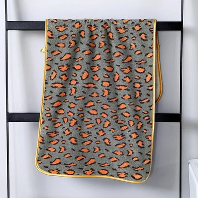Prosop de baie pliabil cu imprimeu leopard, 75x37cm, pentru adulți, cârpă de bucătărie, absorbant din microfibră, cu uscare rapidă, prosoape pentru mâini pentru față