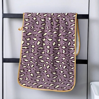 Prosop de baie pliabil cu imprimeu leopard, 75x37cm, pentru adulți, cârpă de bucătărie, absorbant din microfibră, cu uscare rapidă, prosoape pentru mâini pentru față