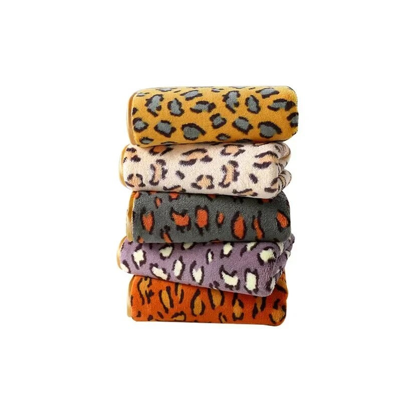 75x37cm Leopard Print Πτυσσόμενη πετσέτα μπάνιου για ενήλικες Πανί κουζίνας Μικροΐνες Απορροφητικό Γρήγορο Στέγνωμα Μαλλιών Πετσέτες προσώπου χεριών