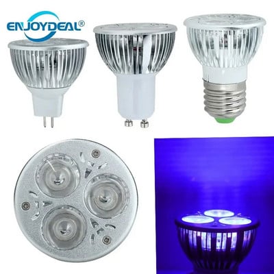 Bec LED cu lumină ultravioletă LED de 3W E27/GU10/MR16, cu economisire a energiei UV, cu lumină ultravioletă violet, 85-265V/12V, pentru dormitor acasă