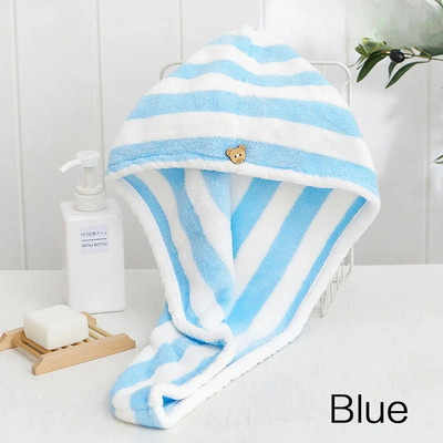 Mikrofiiber Tugev imav mikrofiiber kuivadele juustele imav kiirelt kuivav triibuline dušikork Vannitoatarvikud