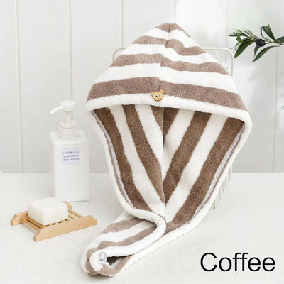 Mikrofiiber Tugev imav mikrofiiber kuivadele juustele imav kiirelt kuivav triibuline dušikork Vannitoatarvikud