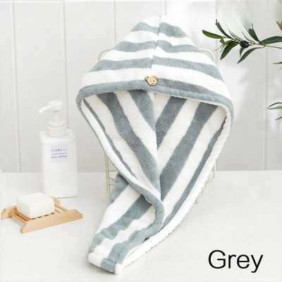 Mikrofiiber Tugev imav mikrofiiber kuivadele juustele imav kiirelt kuivav triibuline dušikork Vannitoatarvikud