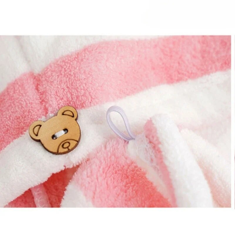 Mikrofiiber Tugev imav mikrofiiber kuivadele juustele imav kiirelt kuivav triibuline dušikork Vannitoatarvikud