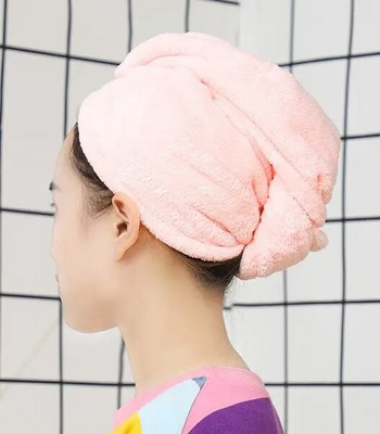 T011A Бързосъхнеща коса от микрофибър Дамска кърпа за коса Мек душ за жени Супер абсорбираща обвивка за глава Инструменти за баня Суха шапка за коса
