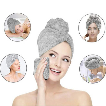 Πετσέτες μαλλιών Κεφαλή μπάνιου Μπαμπού με ανθρακί τουρμπάνι Περιτύλιγμα γρήγορου στεγνώματος κατά του φριζαρίσματος Πετσέτες μαλλιών για στεγνά μαλλιά Γυναικείο μπάνιο για κορίτσια