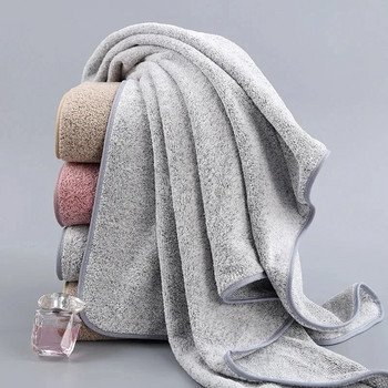 Πετσέτα μπάνιου 70x140 εκ. Μπαμπού, κάρβουνο, κοράλλι, βελούδινη πετσέτα μπάνιου για ενήλικες, που στεγνώνει γρήγορα, μαλακή απορροφητική μονόχρωμη πετσέτα μπάνιου οικιακής χρήσης