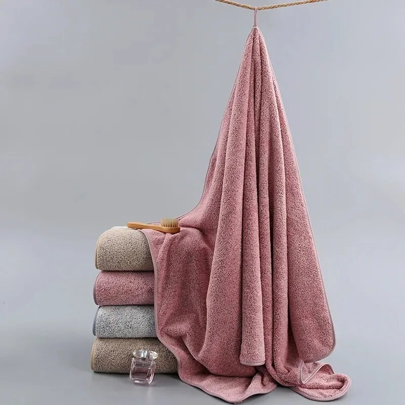 Πετσέτα μπάνιου 70x140 εκ. Μπαμπού, κάρβουνο, κοράλλι, βελούδινη πετσέτα μπάνιου για ενήλικες, που στεγνώνει γρήγορα, μαλακή απορροφητική μονόχρωμη πετσέτα μπάνιου οικιακής χρήσης