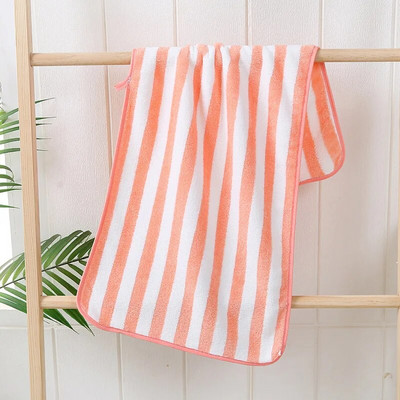 35x75cm vonios rankšluostis koralinis vilnas mikropluoštas dryžuotas suaugusiems buitinė tekstilė Vonios kambario minkšta moteriška sauna SPA sugeriantis rankšluostis