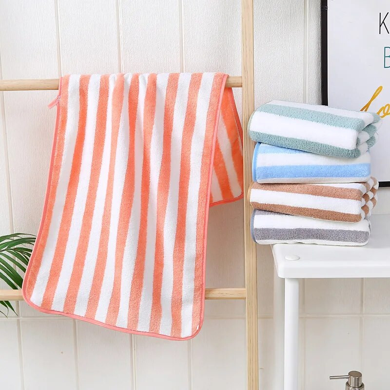 35x75cm vonios rankšluostis koralinis vilnas mikropluoštas dryžuotas suaugusiems buitinė tekstilė Vonios kambario minkšta moteriška sauna SPA sugeriantis rankšluostis