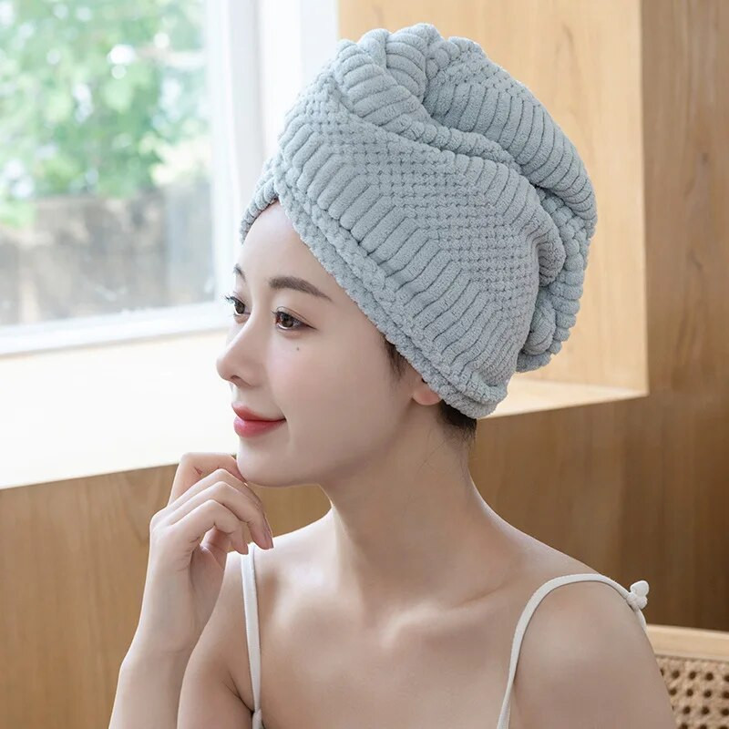 Γρήγορο στέγνωμα Πετσέτα μαλλιών Γυναικεία Καπέλο Στεγνώματος Μαλλιών Καπέλο Καπέλο Καπέλο Μπάνιου Καπέλο Coral Fleece Συμπαγές Πετσέτα Καπάκι Σούπερ Απορρόφησης Turban Στεγνό Καπάκι μαλλιών