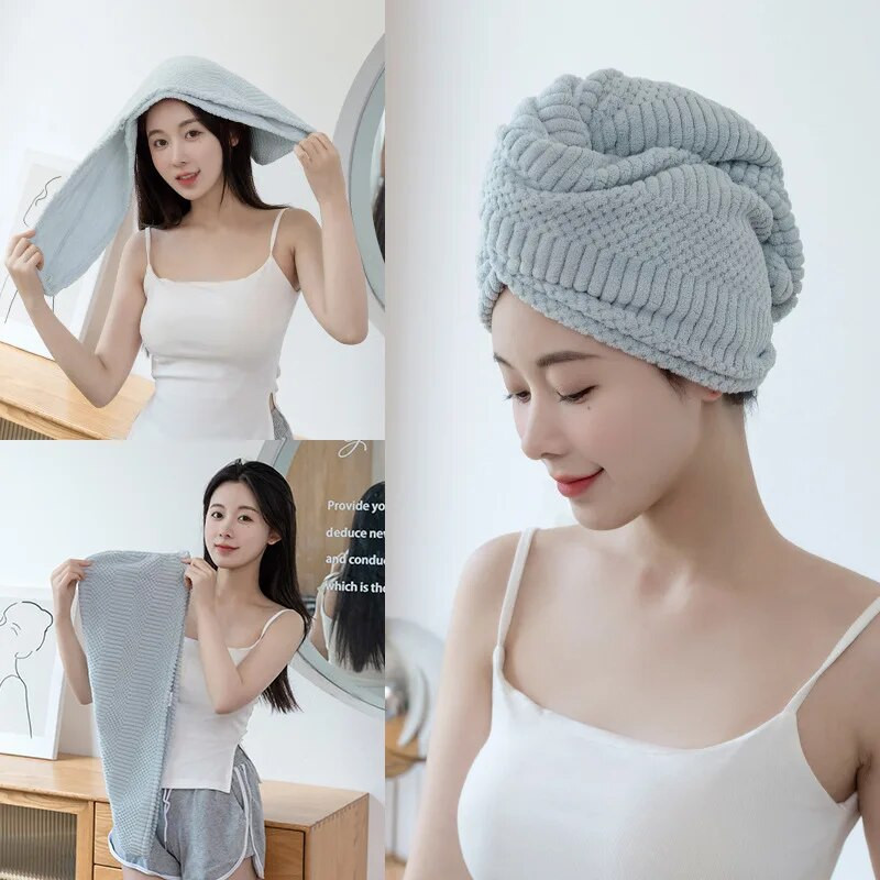 Γρήγορο στέγνωμα Πετσέτα μαλλιών Γυναικεία Καπέλο Στεγνώματος Μαλλιών Καπέλο Καπέλο Καπέλο Μπάνιου Καπέλο Coral Fleece Συμπαγές Πετσέτα Καπάκι Σούπερ Απορρόφησης Turban Στεγνό Καπάκι μαλλιών