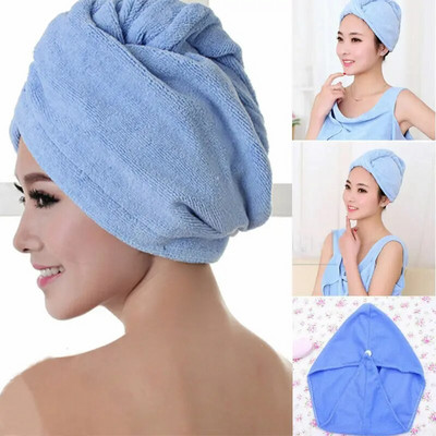 Prosop de uscare a părului din microfibră Wrap Turban Cap Pălărie Coc Cap Duș uscat Microfibră Baie Turn