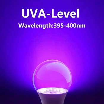 INDMIRD UV черна крушка, E27 UV крушка 9W крушки, 395-405nm черна лампа UV-A черна крушка Лилаво осветление