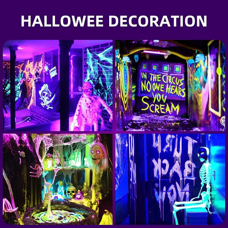 INDMIRD UV juoda lemputė, E27 UV lemputė 9 W lemputės, 395–405 nm juodos šviesos lempa UV-A juodos šviesos lemputė violetinės šviesos apšvietimas