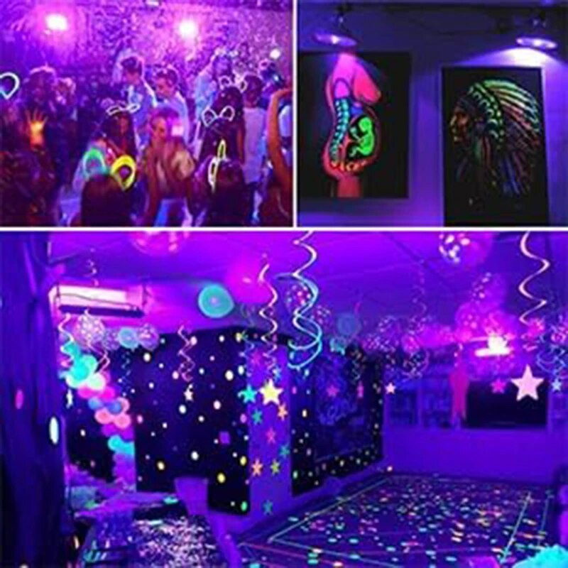 INDMIRD UV juoda lemputė, E27 UV lemputė 9 W lemputės, 395–405 nm juodos šviesos lempa UV-A juodos šviesos lemputė violetinės šviesos apšvietimas