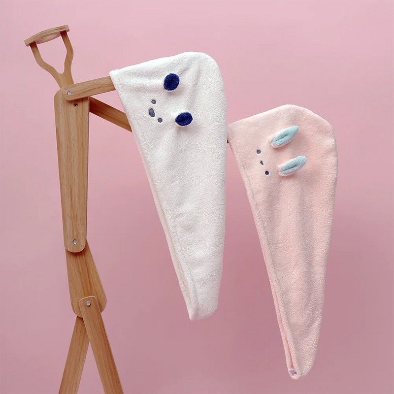 Κορίτσι Super Absorption Turban Πετσέτα μαλλιών Quick Dry Cartoon Koala Pink Microfiber Πετσέτες μαλλιών πετσέτες μπάνιου