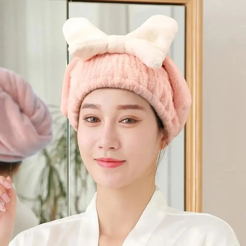 Χαριτωμένο Sweet Sweet Bowknot Καπάκι μαλλιών Γρήγορη στέγνωμα Μικροϊνών Πετσέτες Σκουπίσματος Περιτύλιγμα μακριά μαλλιά Turban Miraculous Sauna Απορροφητικές πετσέτες