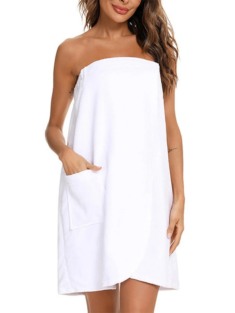 2 τμχ Γυναικεία πετσέτα μπουρνούζι Μαλακή ρυθμιζόμενη ρόμπα σπα με σκουφάκι ντους μαλλιών για γυμναστήριο και ντους Μονόχρωμα ρούχα ταξιδιού