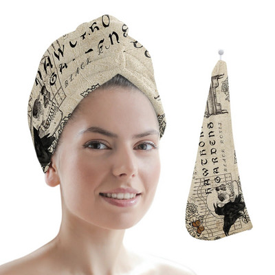 Μαύρη μάγισσα Skull Moon Divination Πετσέτα για στεγνά μαλλιά από μικροΐνες Απορροφητικό κάλυμμα ντους με κεφαλή ντους Εργαλεία μπάνιου