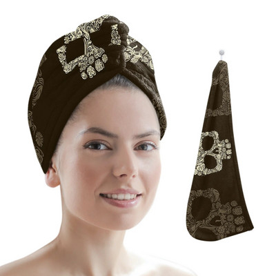 Μαύρη μάγισσα Skull Moon Divination Πετσέτα για στεγνά μαλλιά από μικροΐνες Απορροφητικό κάλυμμα ντους με κεφαλή ντους Εργαλεία μπάνιου