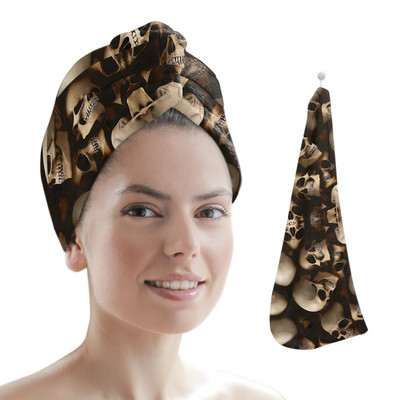 Μαύρη μάγισσα Skull Moon Divination Πετσέτα για στεγνά μαλλιά από μικροΐνες Απορροφητικό κάλυμμα ντους με κεφαλή ντους Εργαλεία μπάνιου