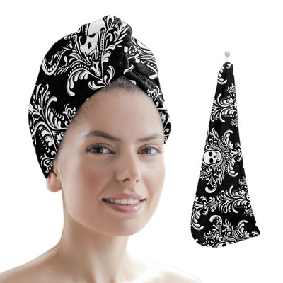 Μαύρη μάγισσα Skull Moon Divination Πετσέτα για στεγνά μαλλιά από μικροΐνες Απορροφητικό κάλυμμα ντους με κεφαλή ντους Εργαλεία μπάνιου