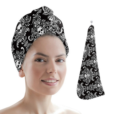 Μαύρη μάγισσα Skull Moon Divination Πετσέτα για στεγνά μαλλιά από μικροΐνες Απορροφητικό κάλυμμα ντους με κεφαλή ντους Εργαλεία μπάνιου