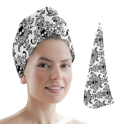 Μαύρη μάγισσα Skull Moon Divination Πετσέτα για στεγνά μαλλιά από μικροΐνες Απορροφητικό κάλυμμα ντους με κεφαλή ντους Εργαλεία μπάνιου