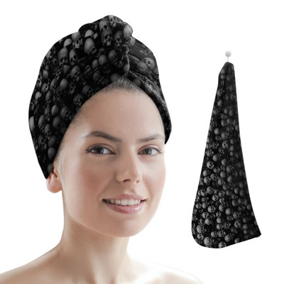 Μαύρη μάγισσα Skull Moon Divination Πετσέτα για στεγνά μαλλιά από μικροΐνες Απορροφητικό κάλυμμα ντους με κεφαλή ντους Εργαλεία μπάνιου