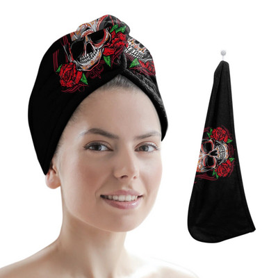 Μαύρη μάγισσα Skull Moon Divination Πετσέτα για στεγνά μαλλιά από μικροΐνες Απορροφητικό κάλυμμα ντους με κεφαλή ντους Εργαλεία μπάνιου