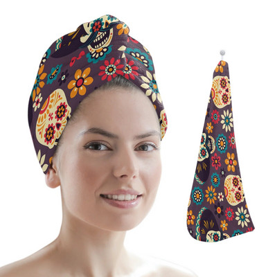 Μαύρη μάγισσα Skull Moon Divination Πετσέτα για στεγνά μαλλιά από μικροΐνες Απορροφητικό κάλυμμα ντους με κεφαλή ντους Εργαλεία μπάνιου