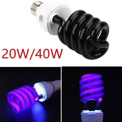 Lampă cu bec E27 40W cu lumină neagră UV, ultravioletă, fluorescentă, 220V, lumină violetă, cu energie luminoasă scăzută, lampă germicidă